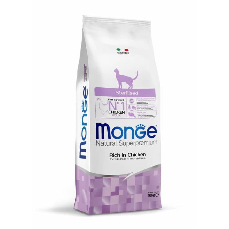 MONGE CAT MONOPROTEIN STERILISED CHICKEN sausā barība kaķiem Vista 10kg